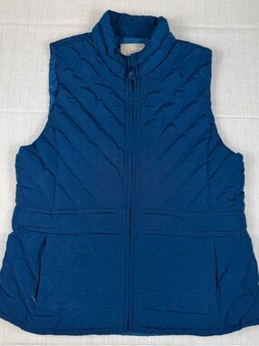 LOFT Bright Blue/Teal Quilted Puffer Vest Shiny S